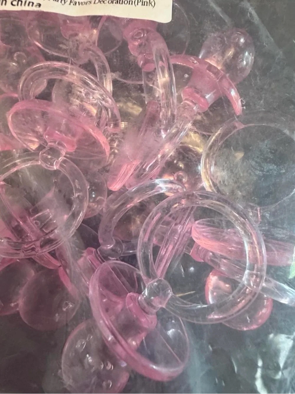 Pink Acrylic Pacifier Party Favors - Pack of Decorative Pacifiers